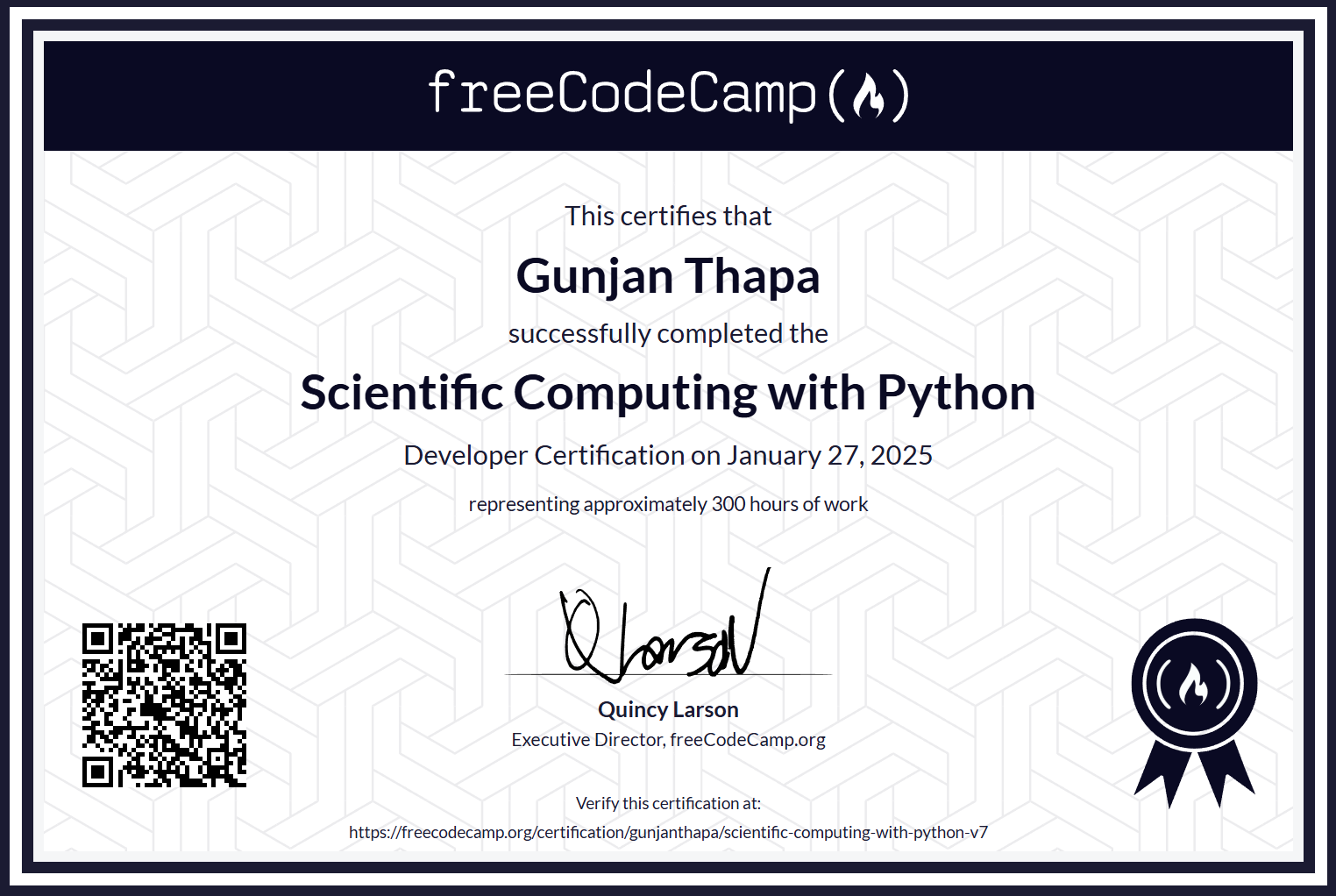 Scientific Computing with Python certificate